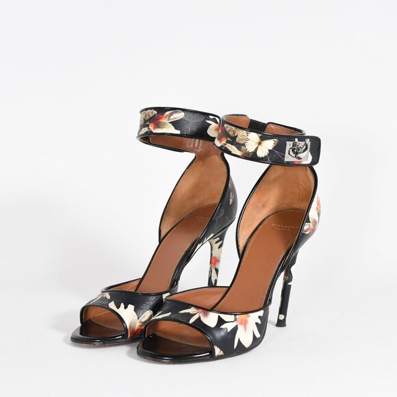 Givenchy Magnolia Moth Print Shark-Lock Sandals, Size 6-6.5 - Picture 4 of 14